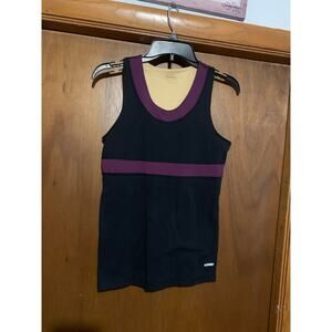 One Tooth Activewear Tank Top Womens L Black Purple Athletic Yoga Built-In Bra